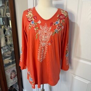 Vibrant Floral Embroidered Women's Blouse